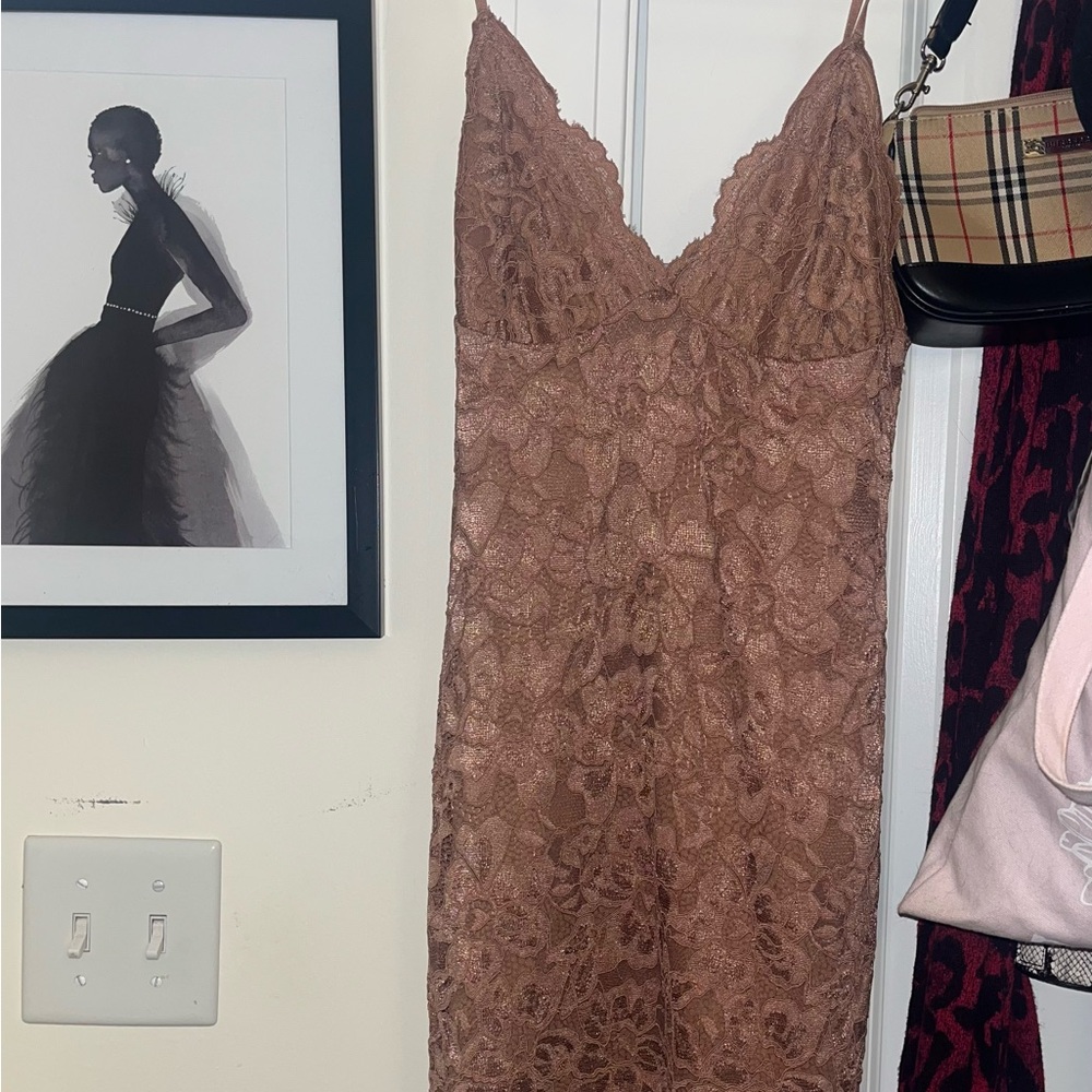 Zara Lace Dress in Copper Brown